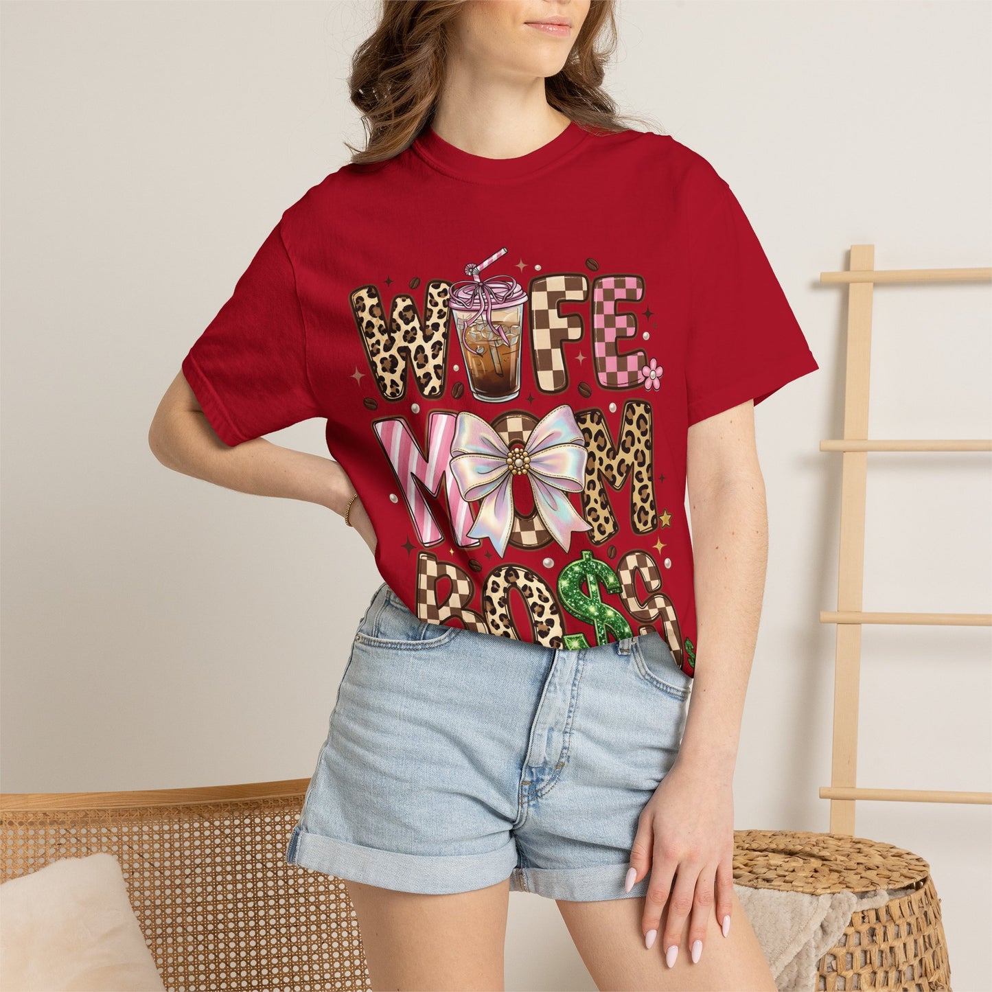 Wife Mom Boss Graphic T-Shirt — Chic Leopard, Floral & Coffee Mom Life Tee