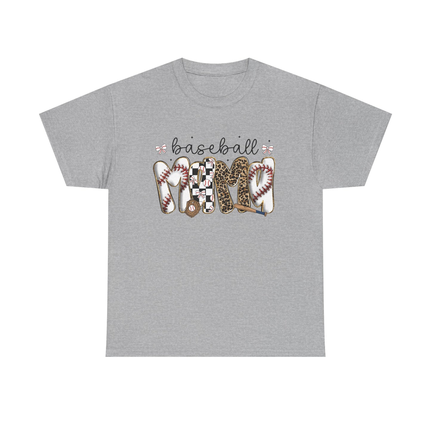 Baseball Mom Tee — Leopard & Checker Love Graphic T-Shirt