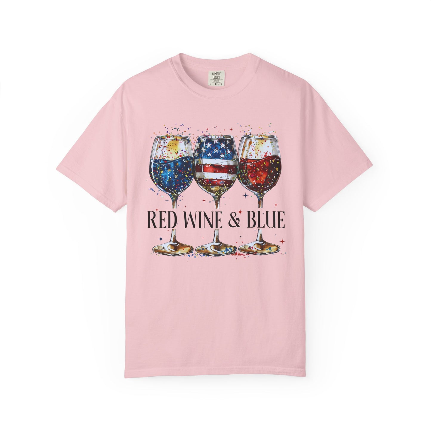 Patriotic Wine Glasses Fourth of July Tee
