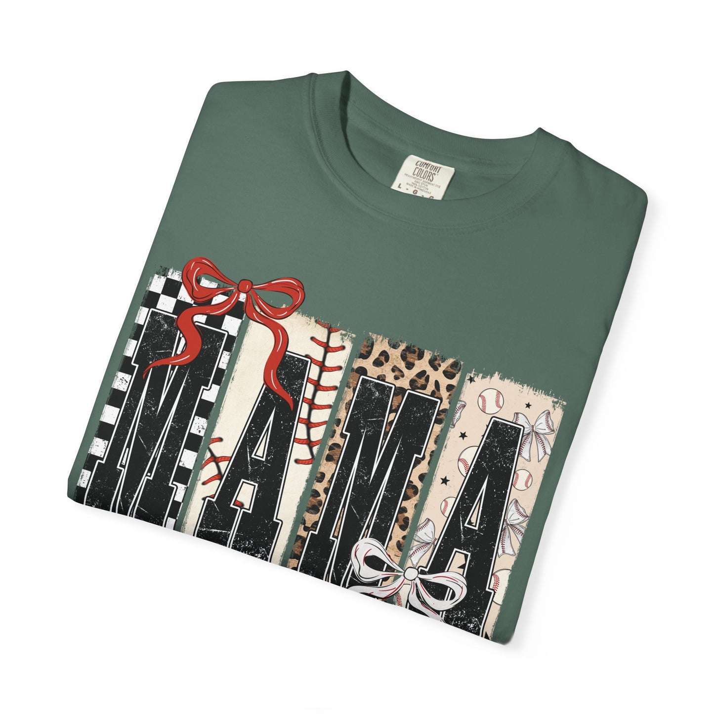 Mama Baseball Pattern Block T-Shirt