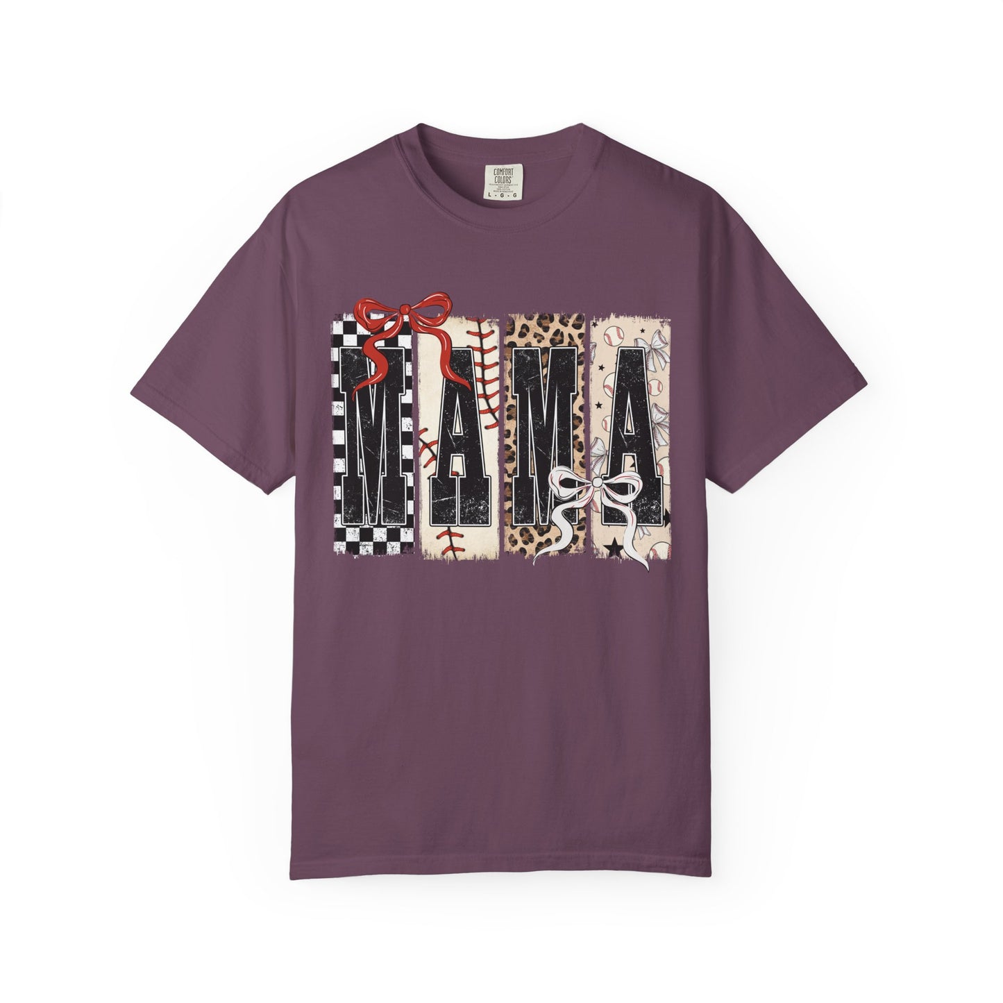 Mama Baseball Pattern Block T-Shirt