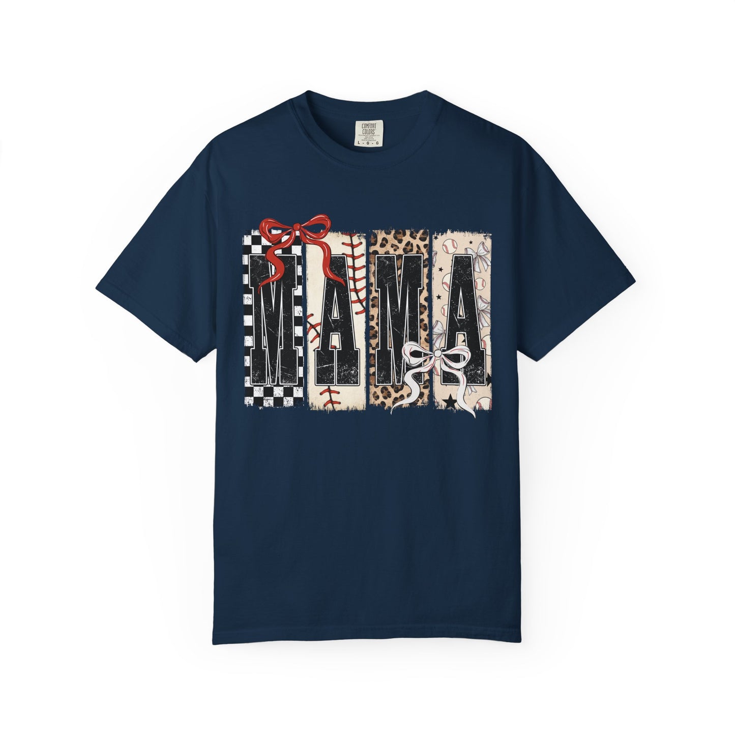 Mama Baseball Pattern Block T-Shirt