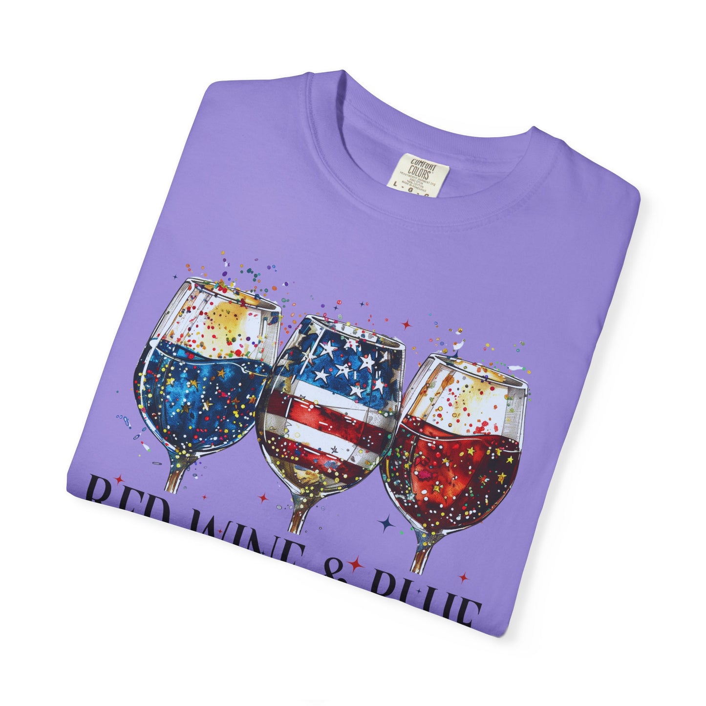 Patriotic Wine Glasses Fourth of July Tee