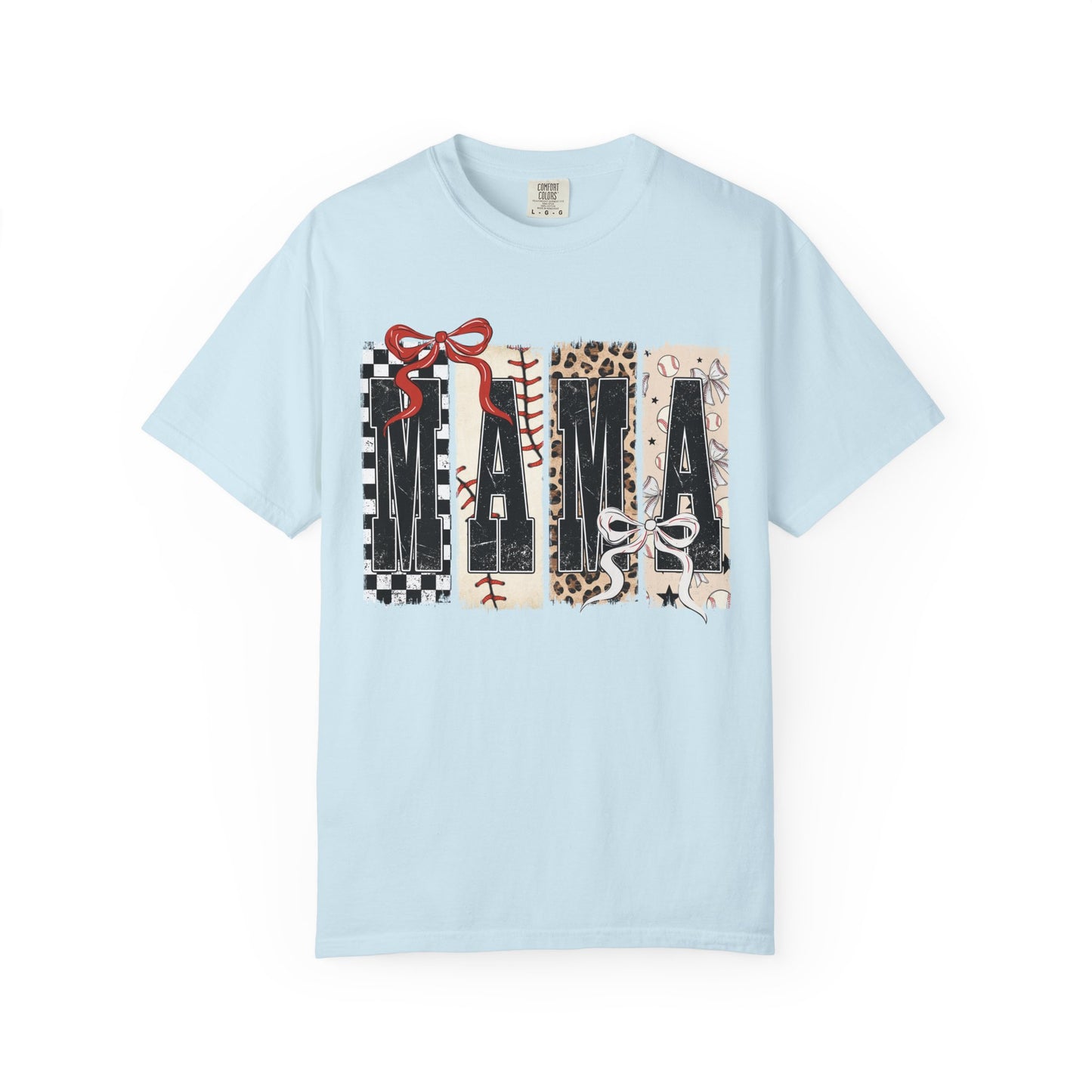 Mama Baseball Pattern Block T-Shirt