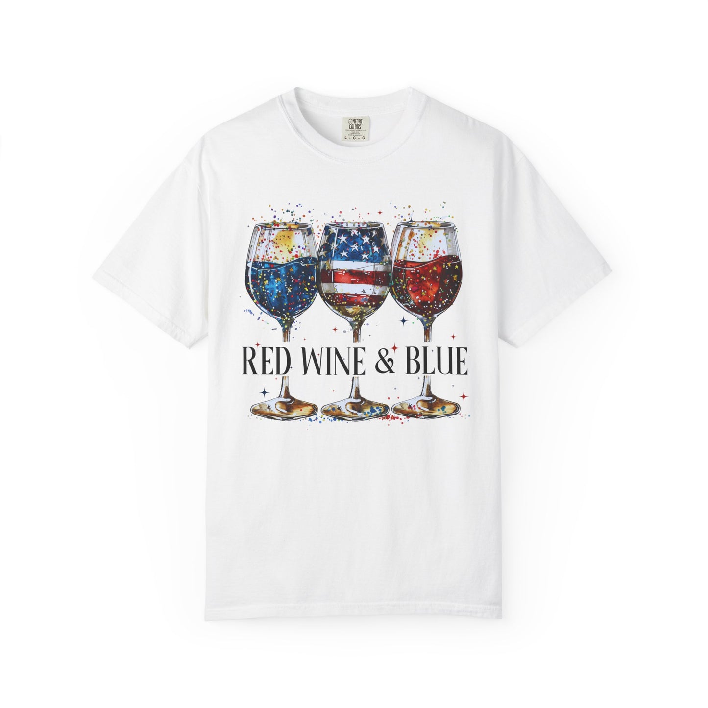 Patriotic Wine Glasses Fourth of July Tee
