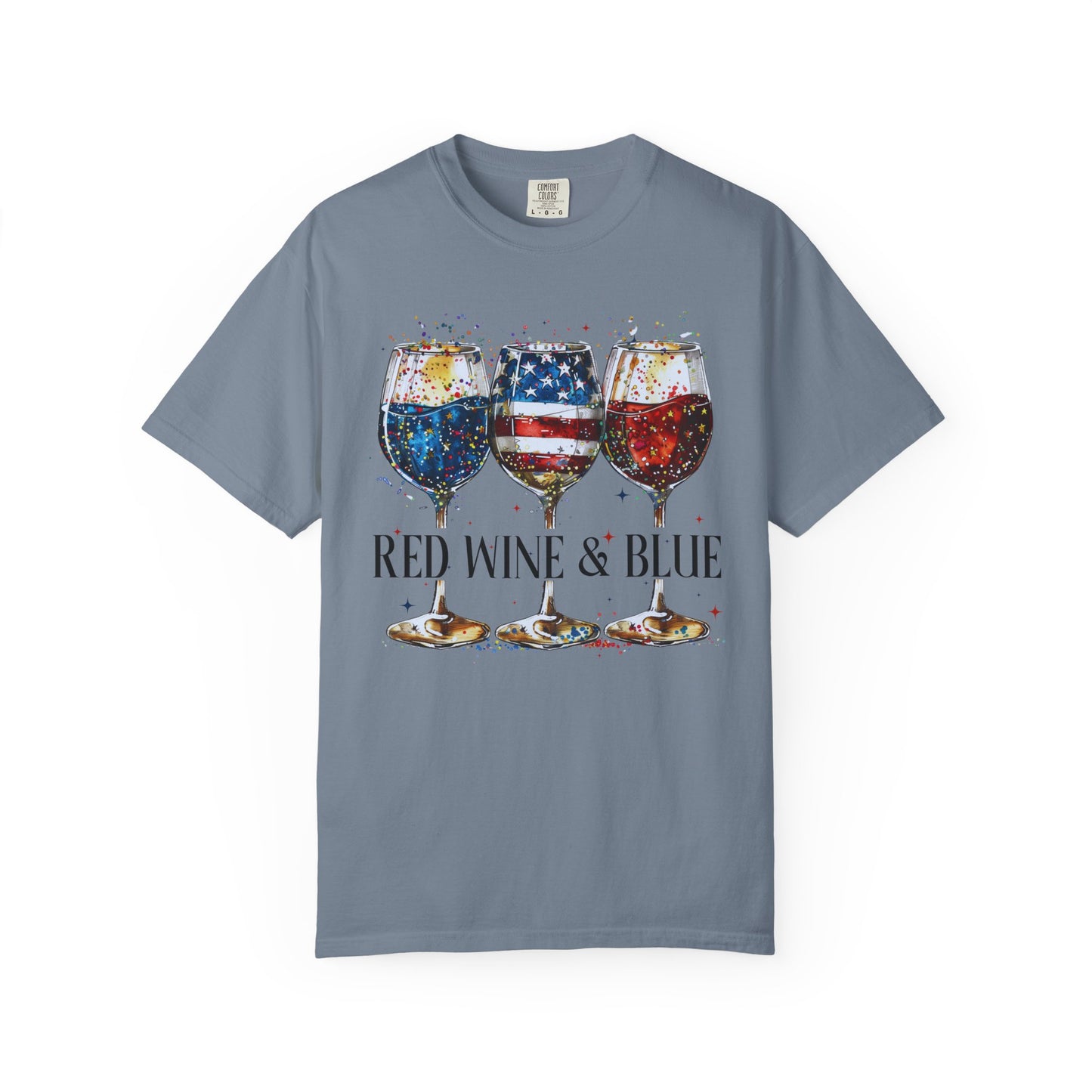 Patriotic Wine Glasses Fourth of July Tee