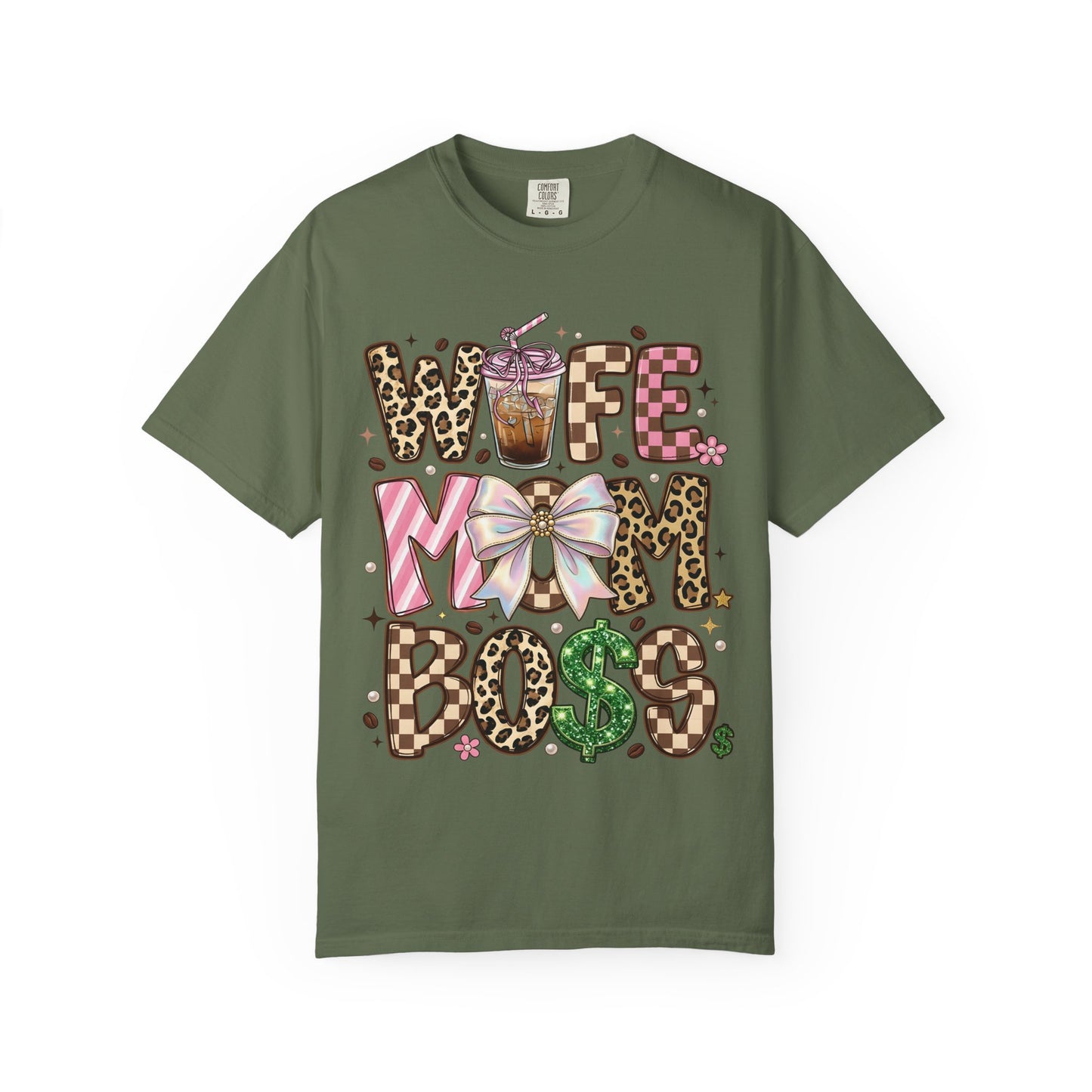 Wife Mom Boss Graphic T-Shirt — Chic Leopard, Floral & Coffee Mom Life Tee