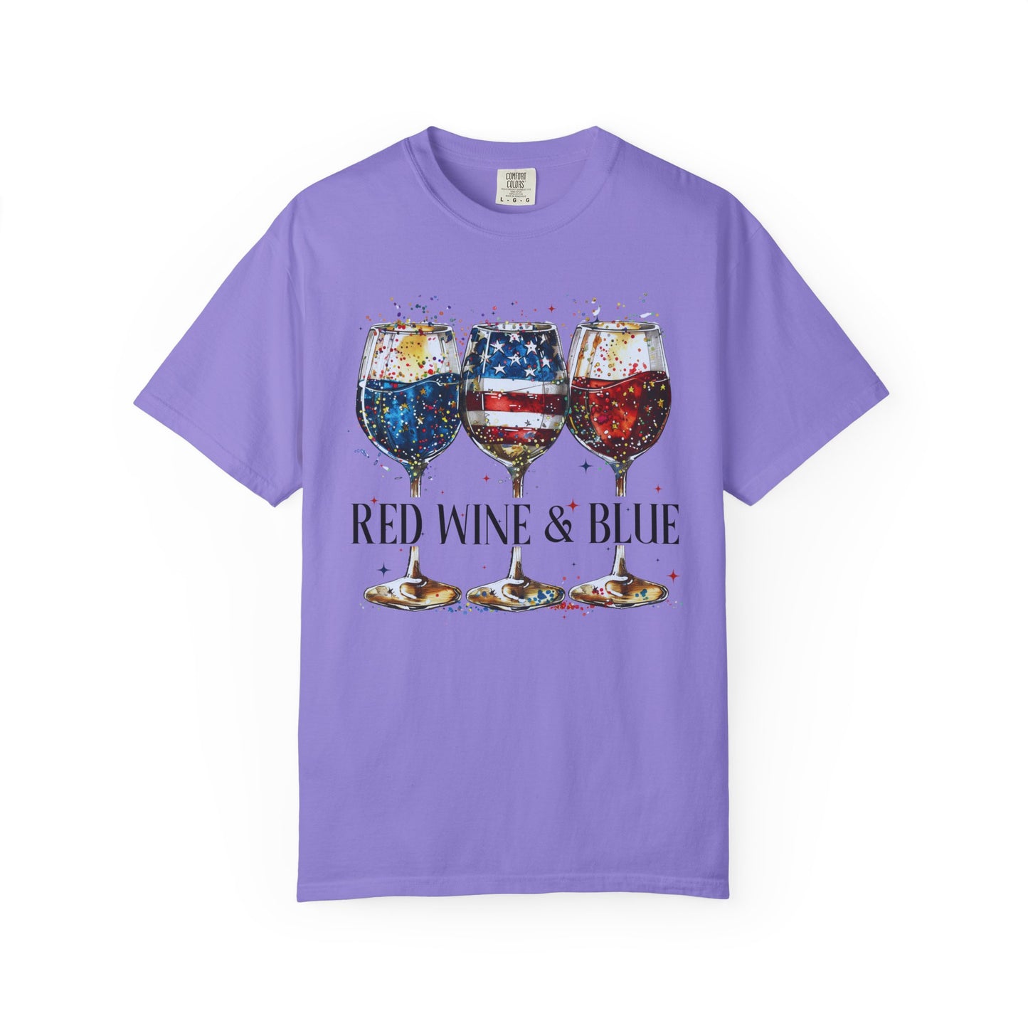 Patriotic Wine Glasses Fourth of July Tee
