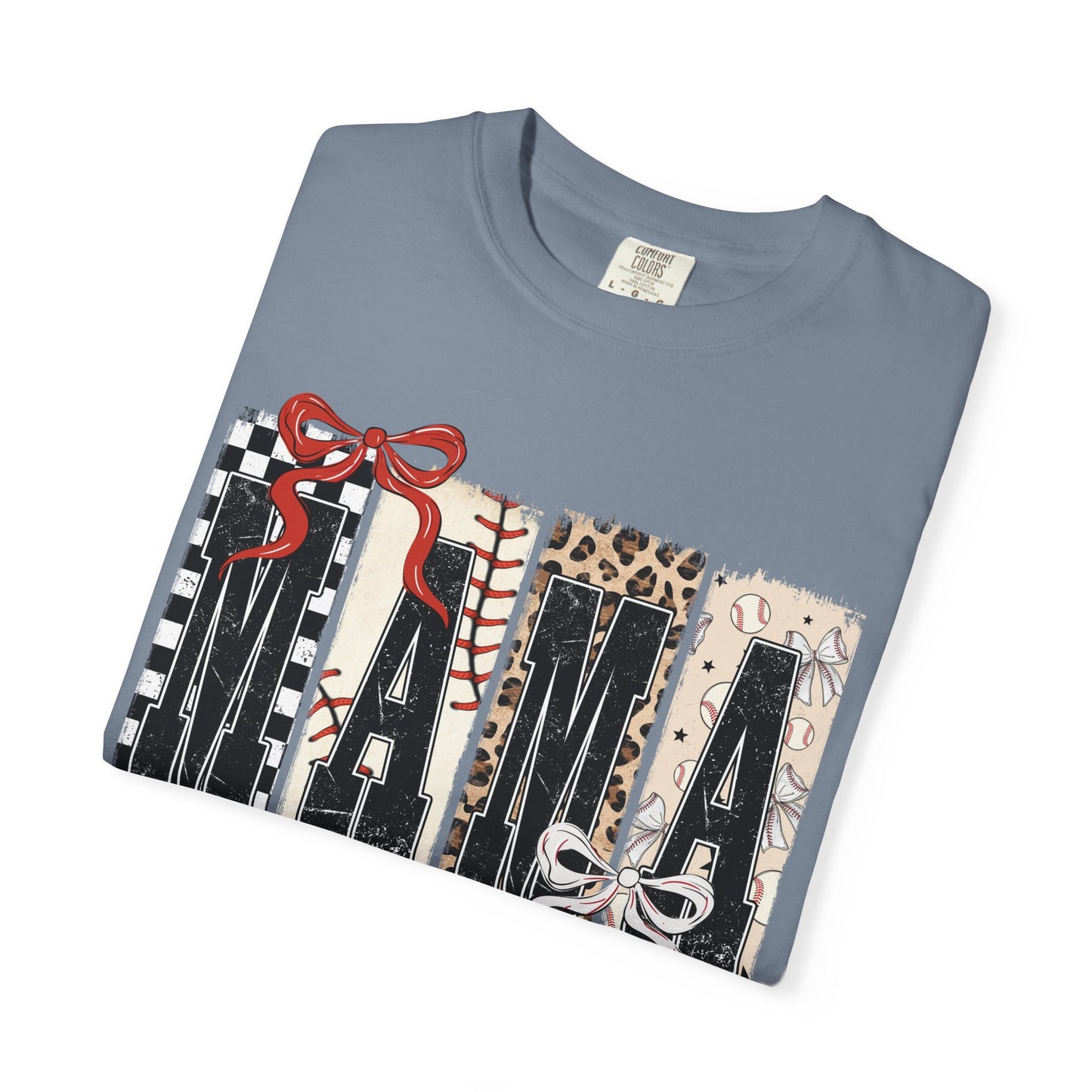 Mama Baseball Pattern Block T-Shirt