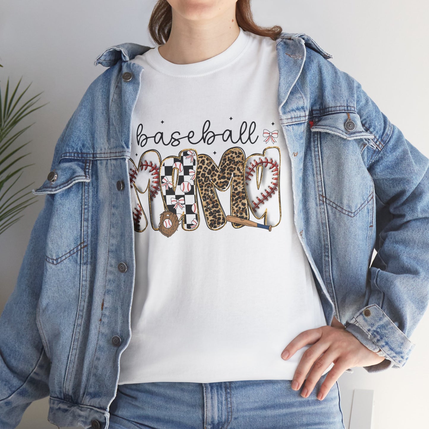 Baseball Mom Tee — Leopard & Checker Love Graphic T-Shirt