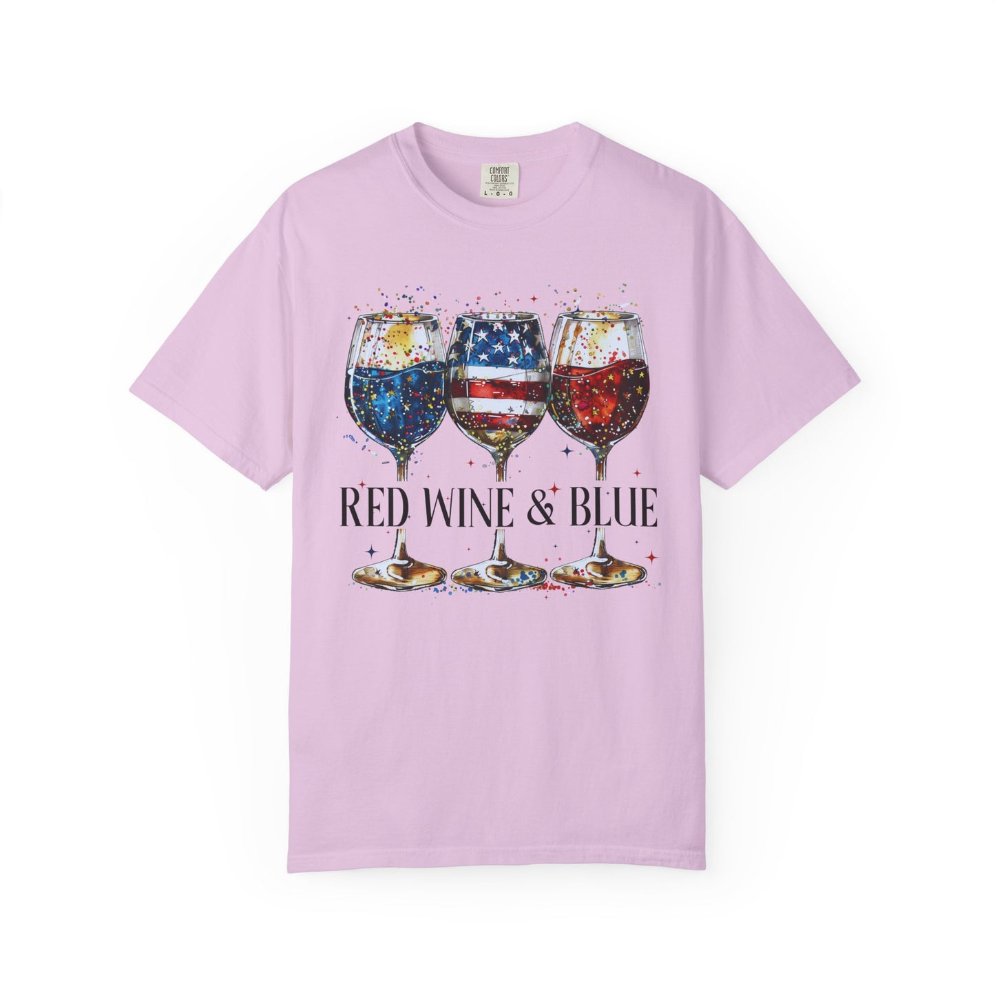 Patriotic Wine Glasses Fourth of July Tee