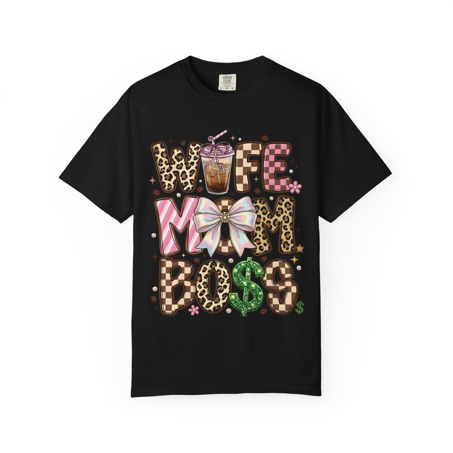 Wife Mom Boss Graphic T-Shirt — Chic Leopard, Floral & Coffee Mom Life Tee