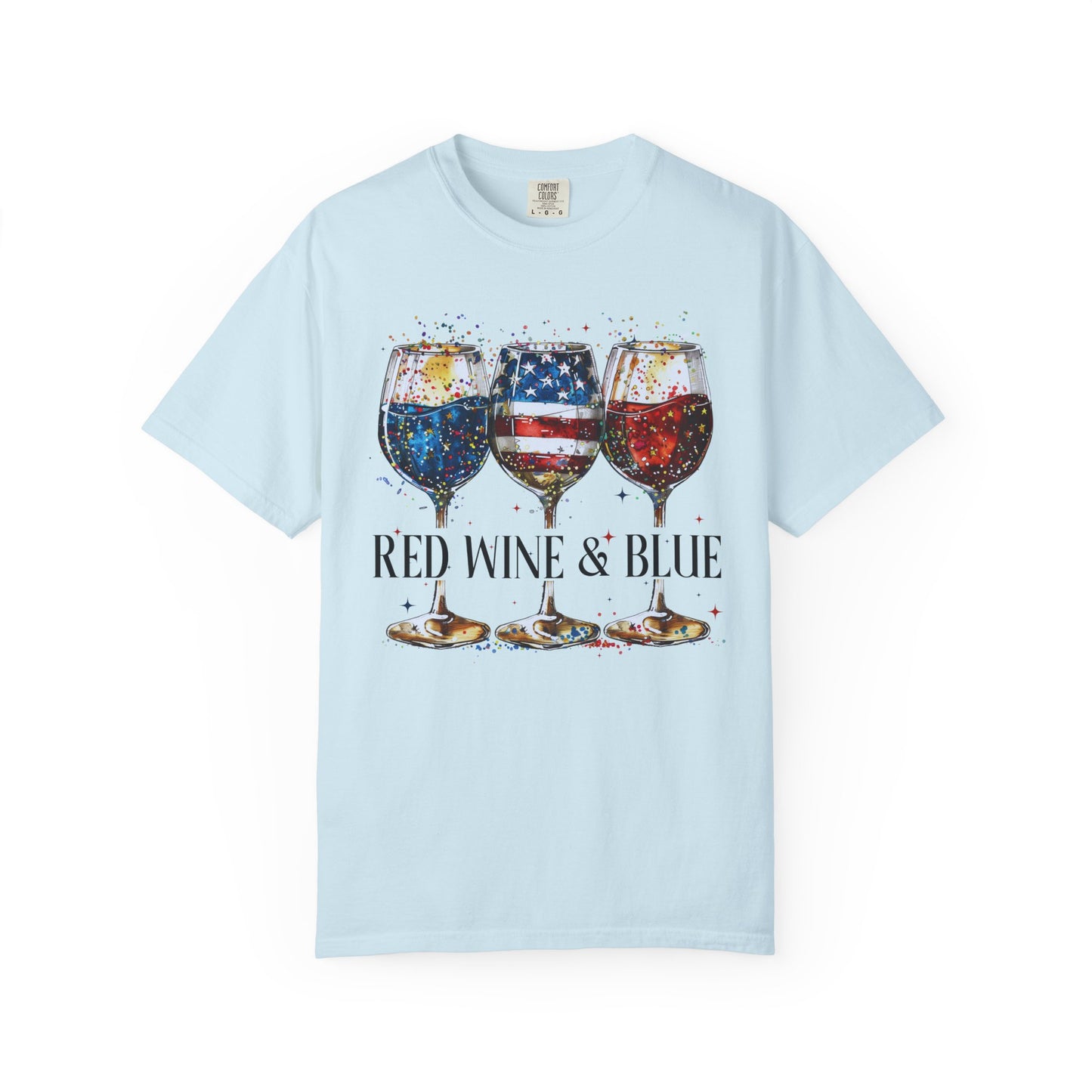 Patriotic Wine Glasses Fourth of July Tee