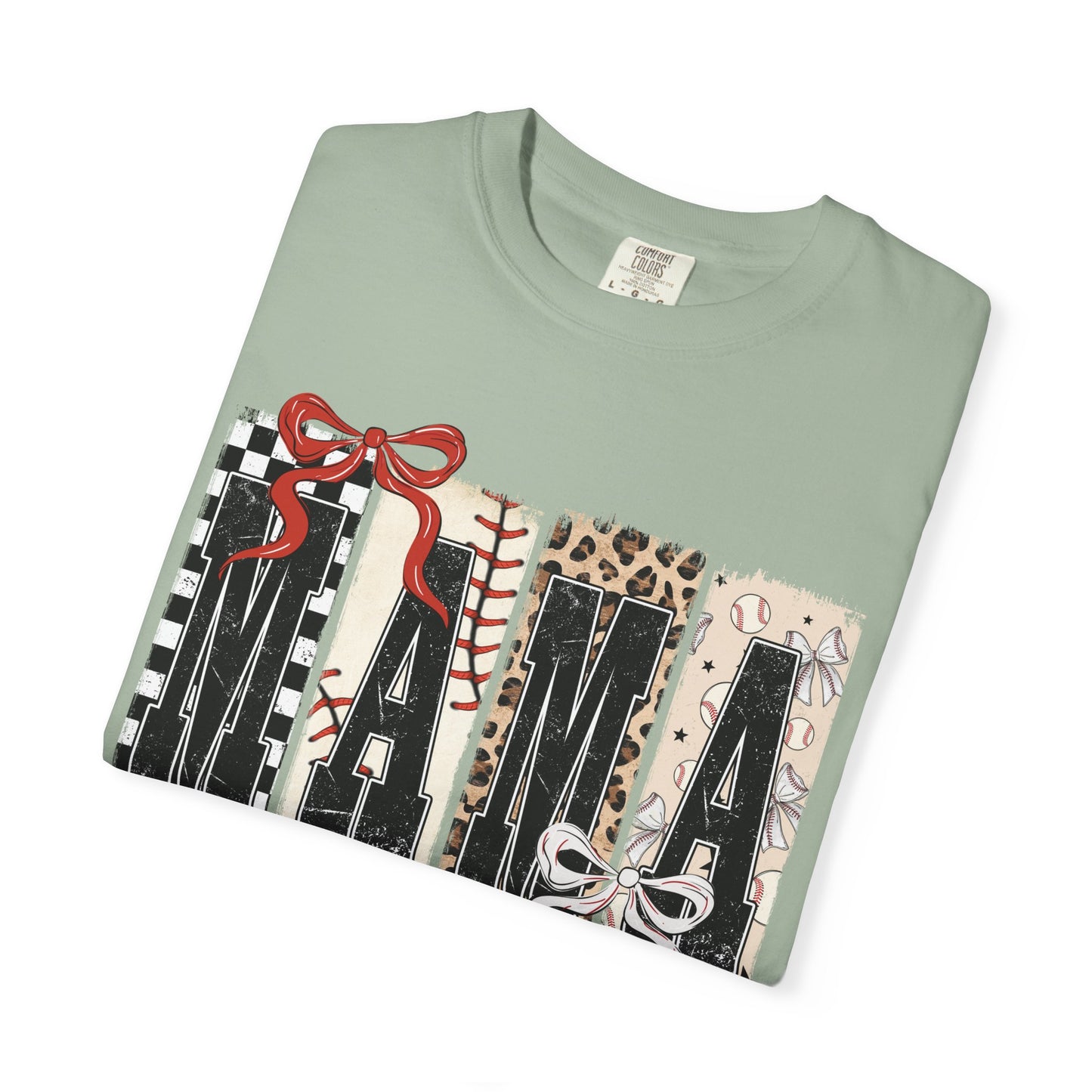 Mama Baseball Pattern Block T-Shirt