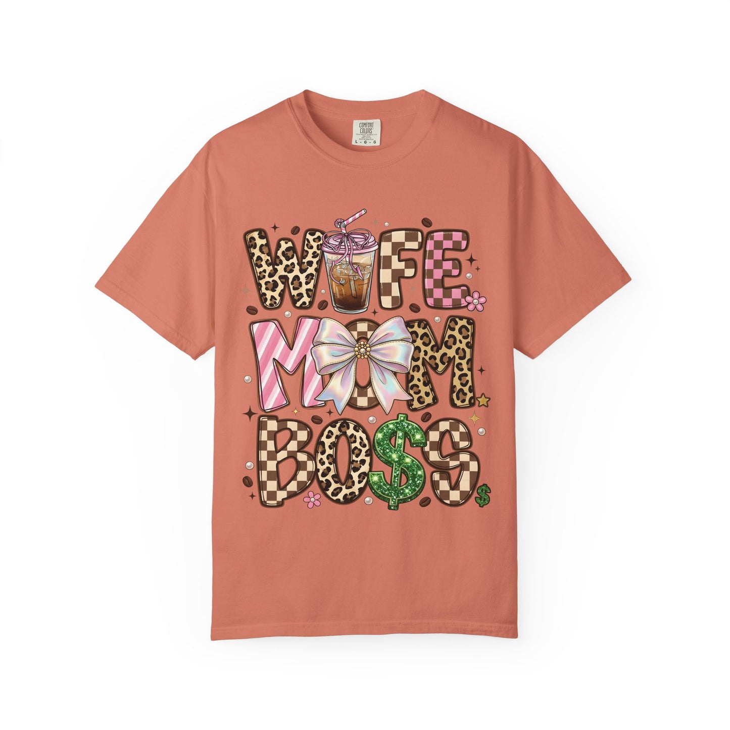 Wife Mom Boss Graphic T-Shirt — Chic Leopard, Floral & Coffee Mom Life Tee