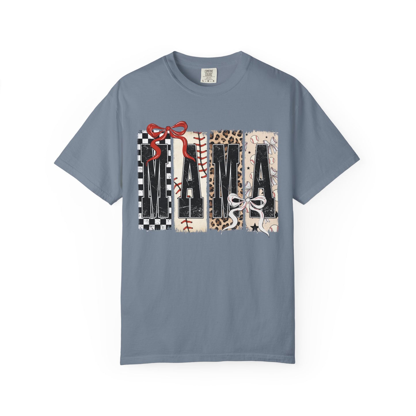Mama Baseball Pattern Block T-Shirt