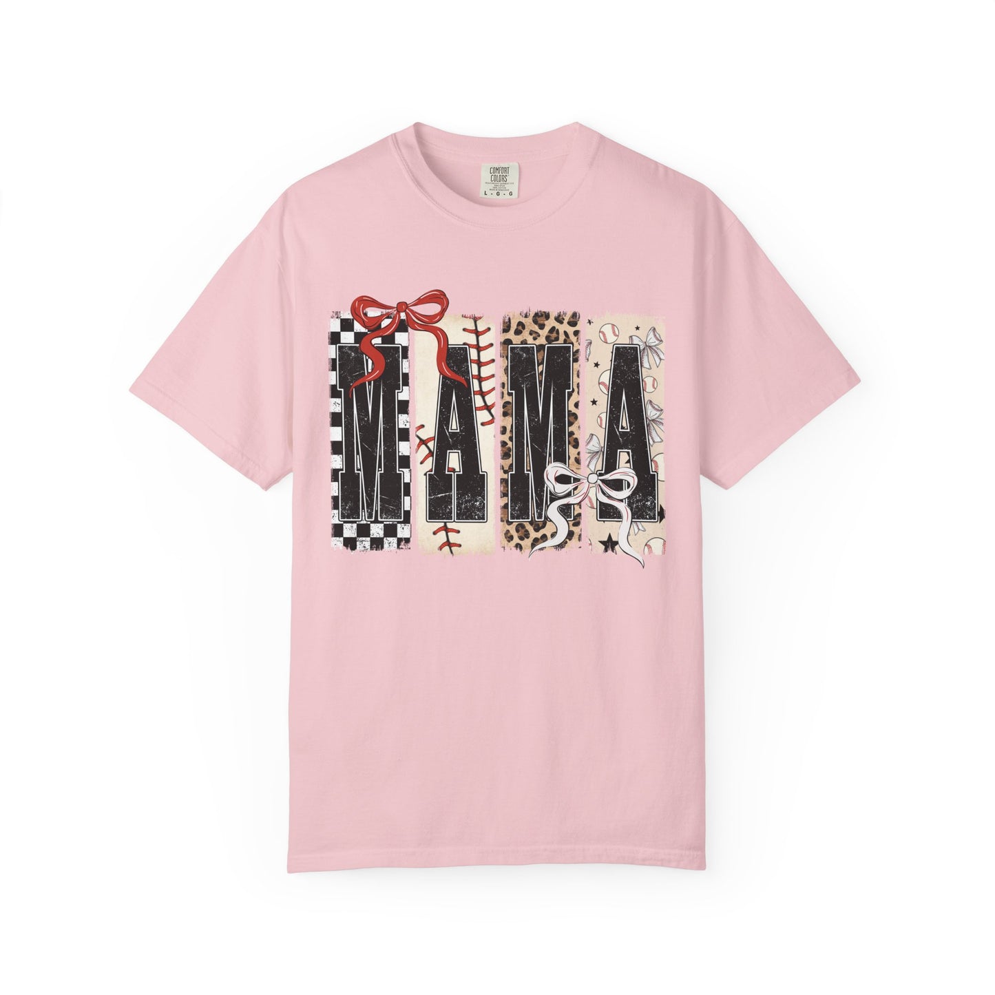 Mama Baseball Pattern Block T-Shirt