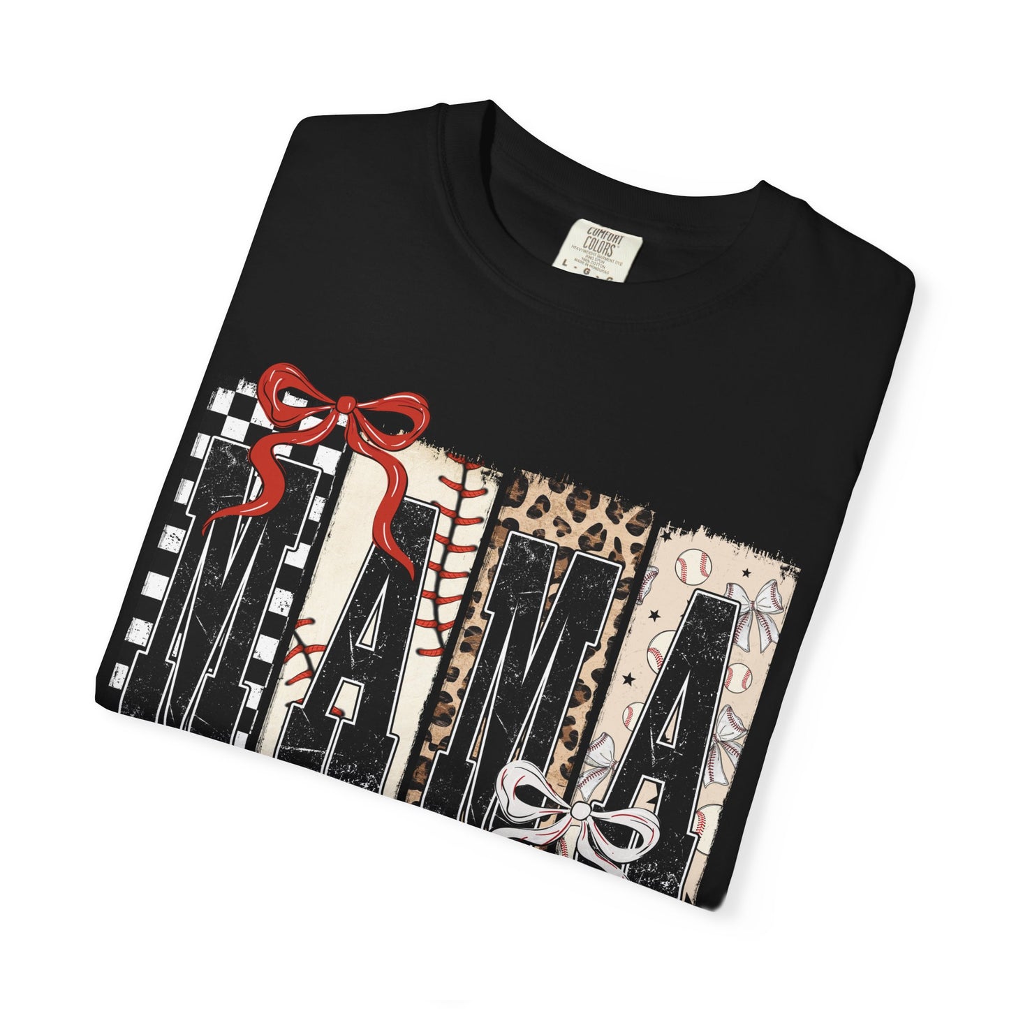 Mama Baseball Pattern Block T-Shirt