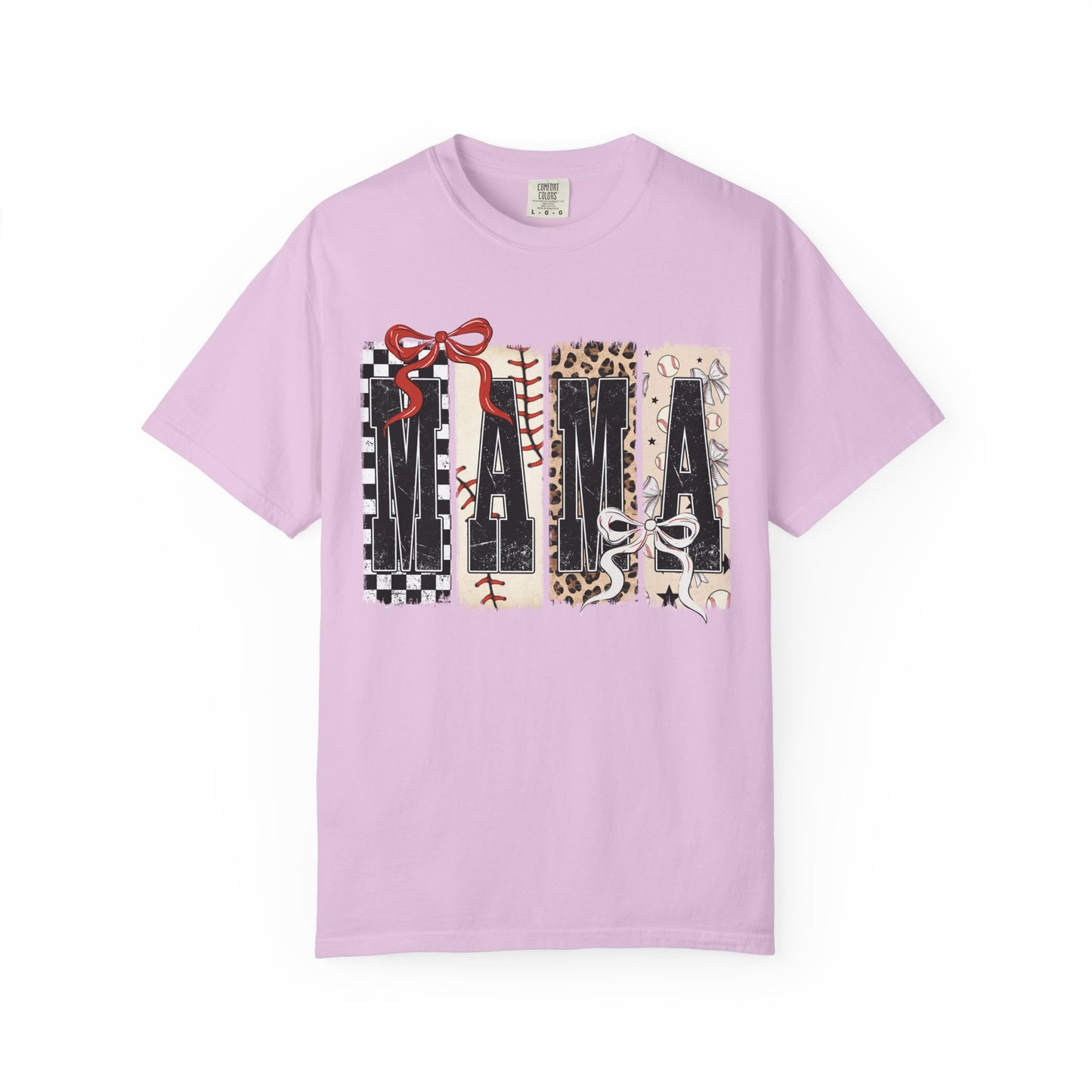 Mama Baseball Pattern Block T-Shirt