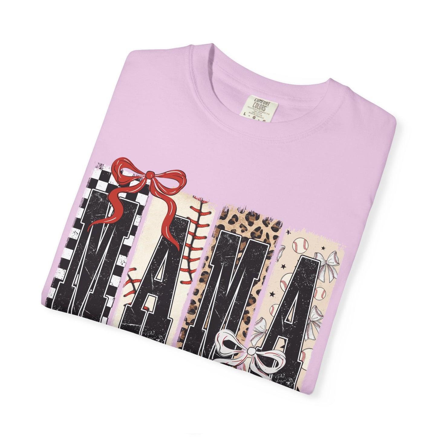 Mama Baseball Pattern Block T-Shirt