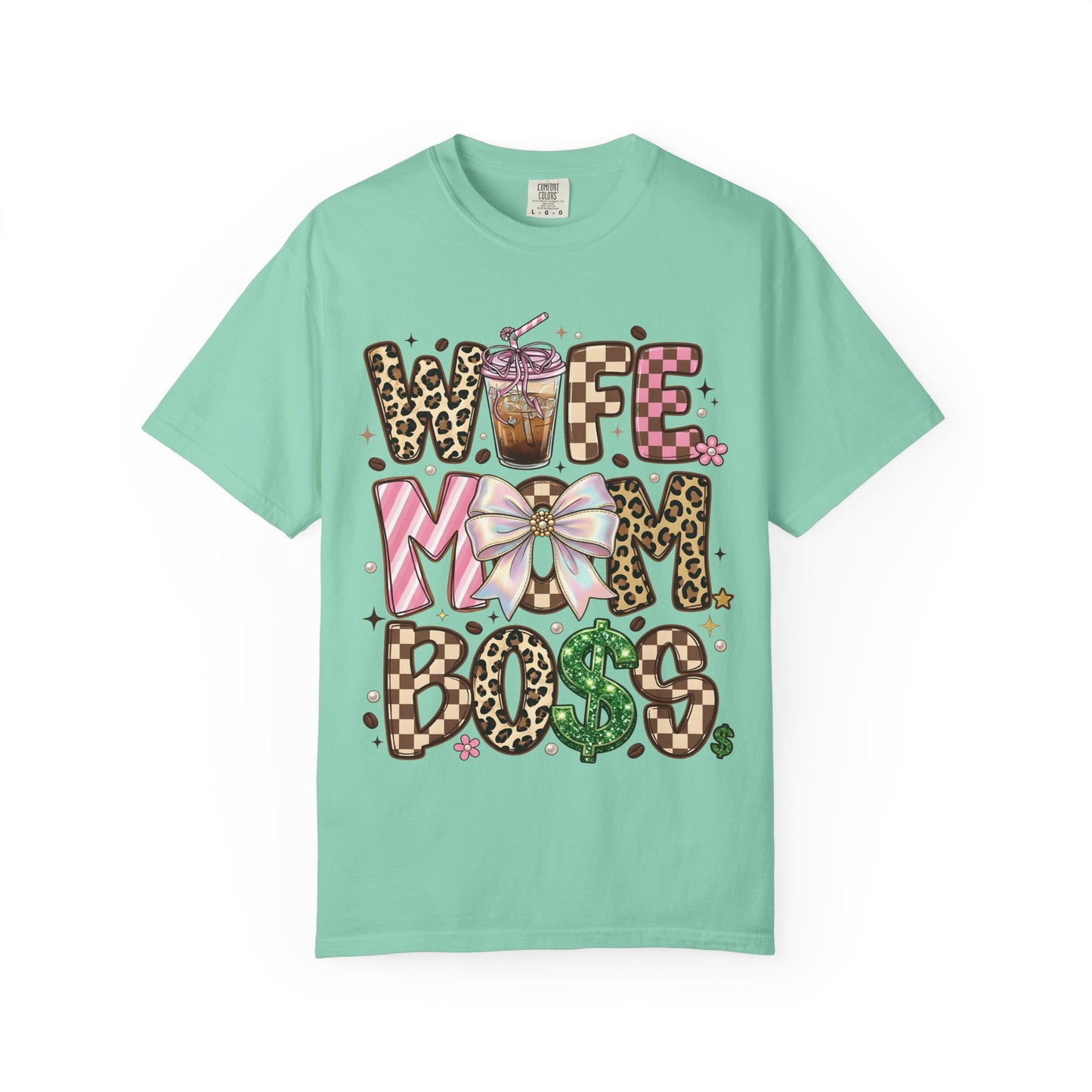 Wife Mom Boss Graphic T-Shirt — Chic Leopard, Floral & Coffee Mom Life Tee