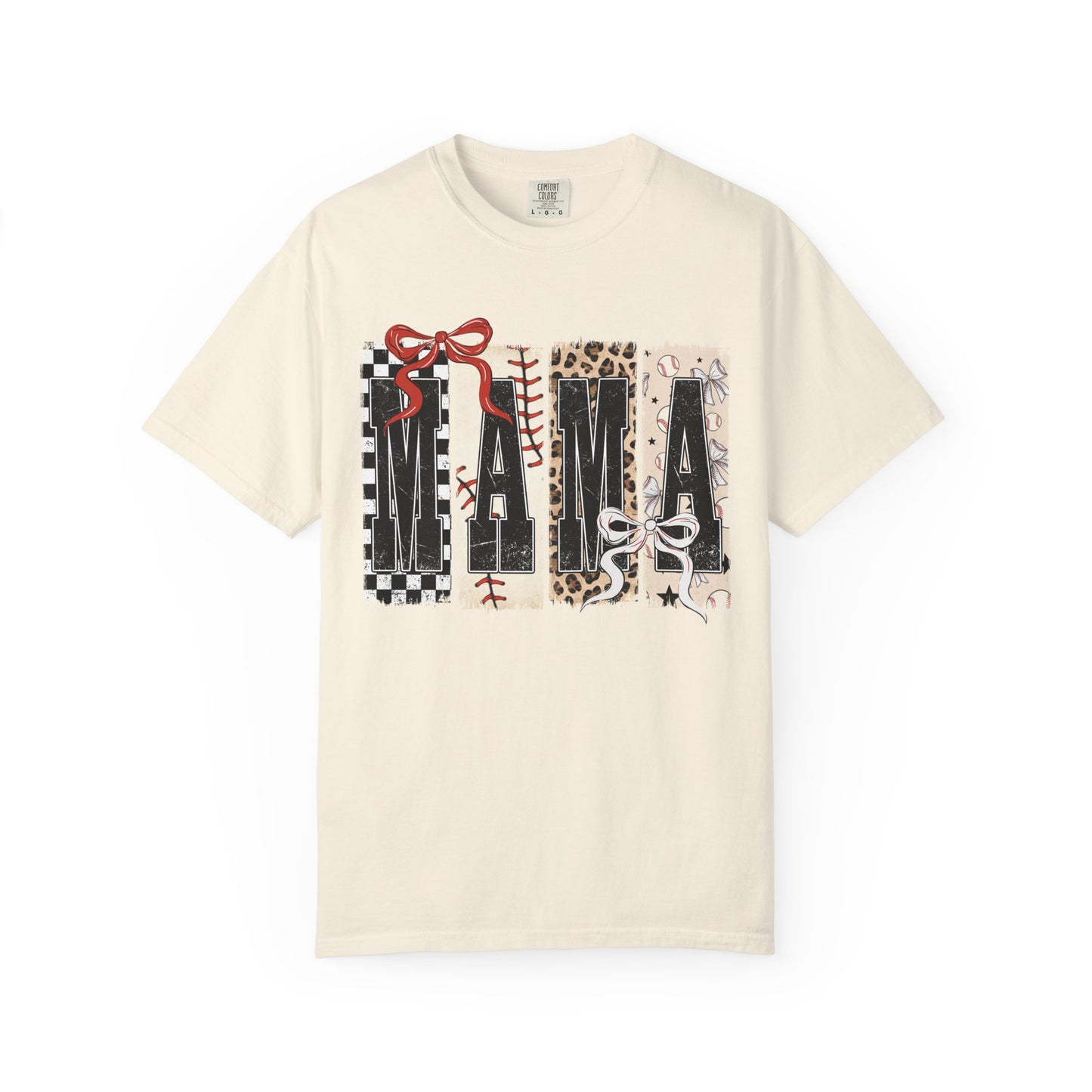 Mama Baseball Pattern Block T-Shirt