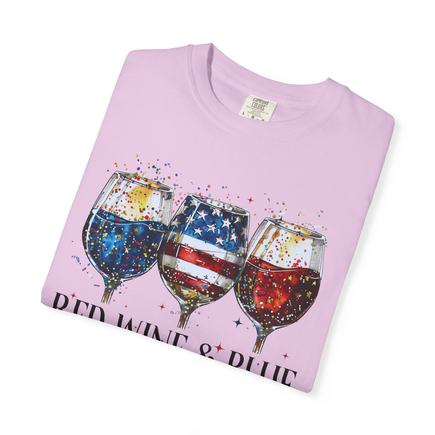 Patriotic Wine Glasses Fourth of July Tee