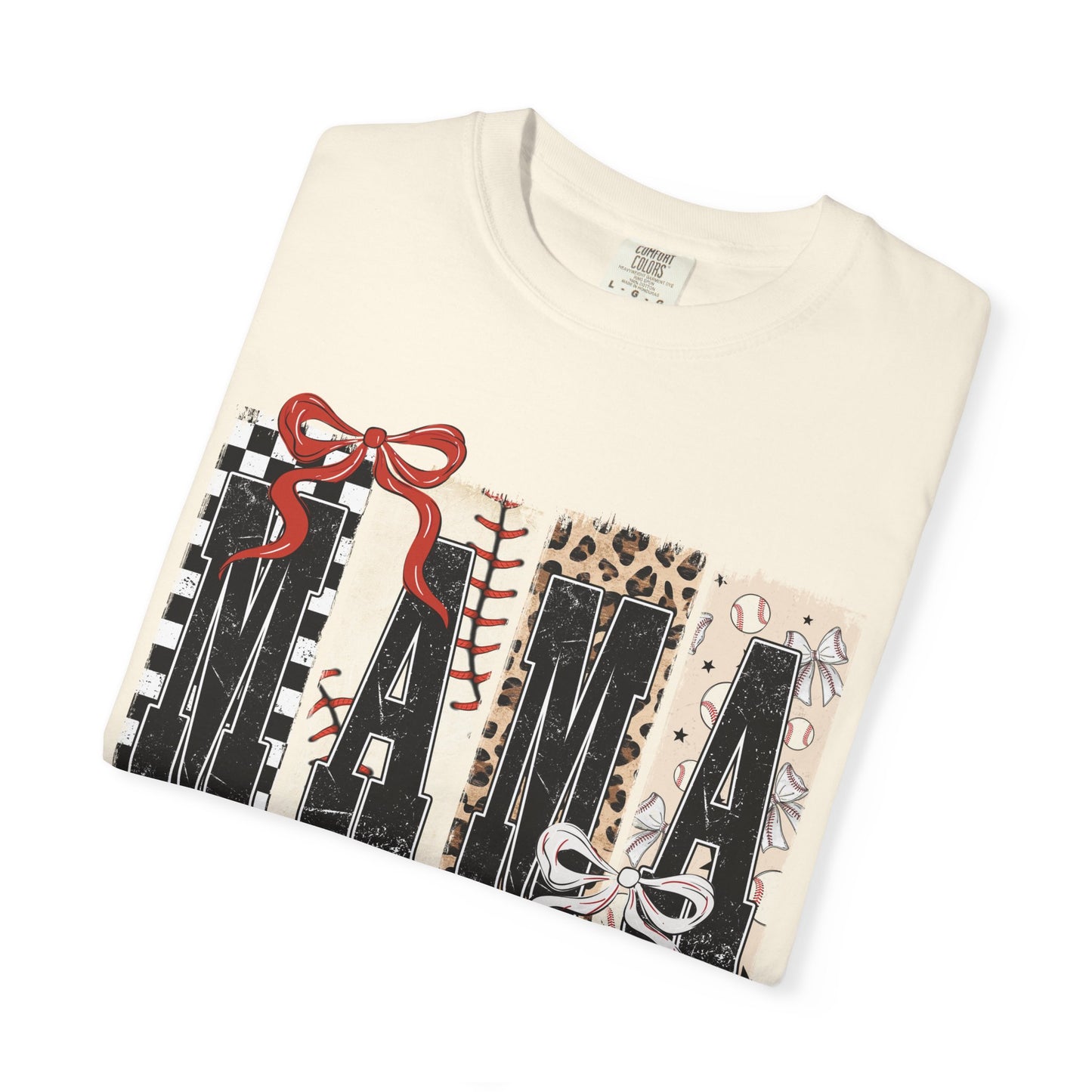 Mama Baseball Pattern Block T-Shirt