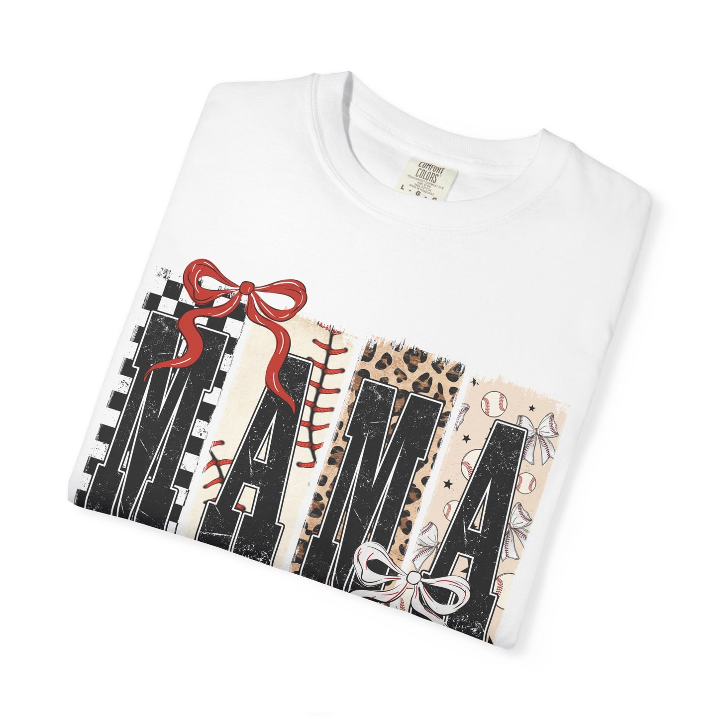 Mama Baseball Pattern Block T-Shirt