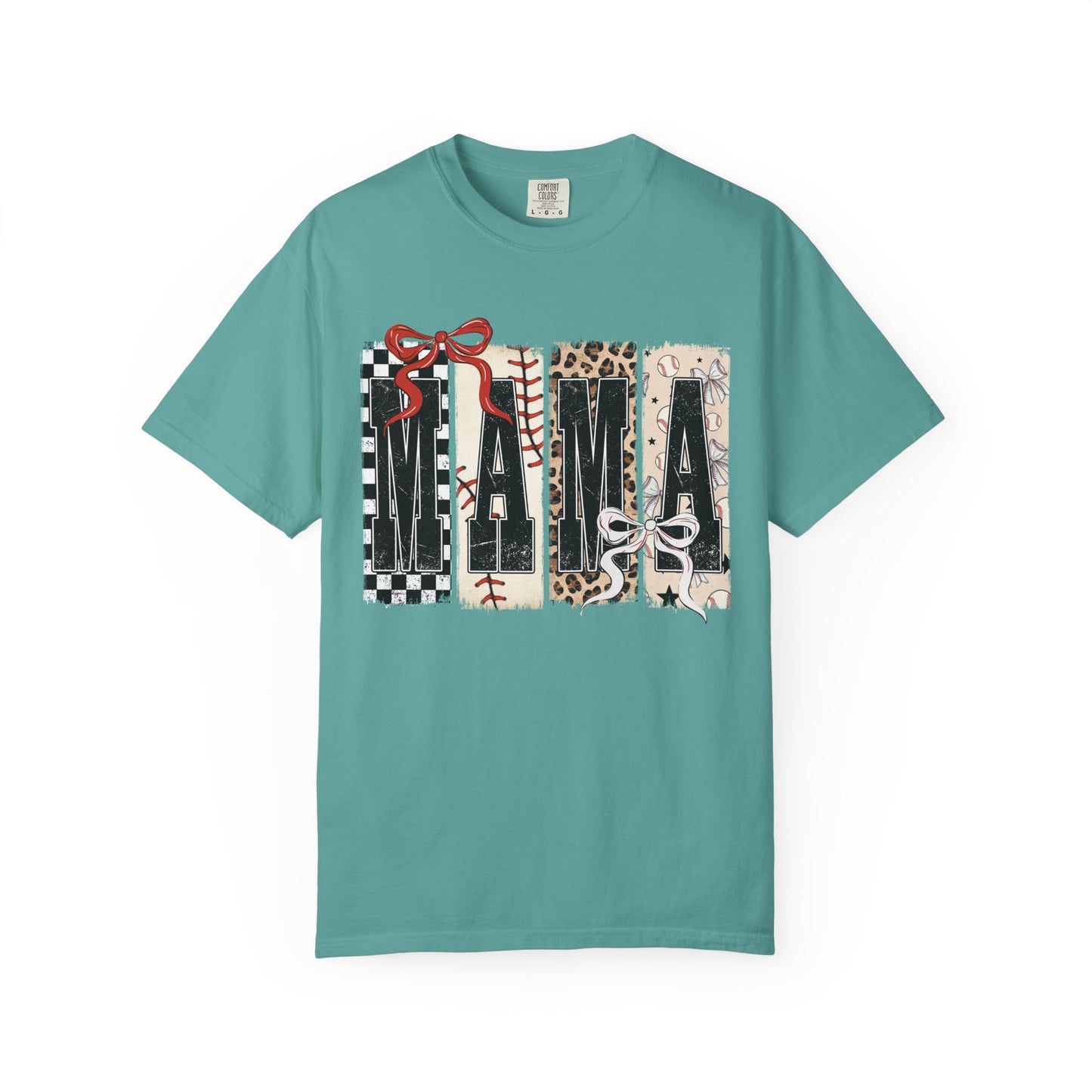 Mama Baseball Pattern Block T-Shirt