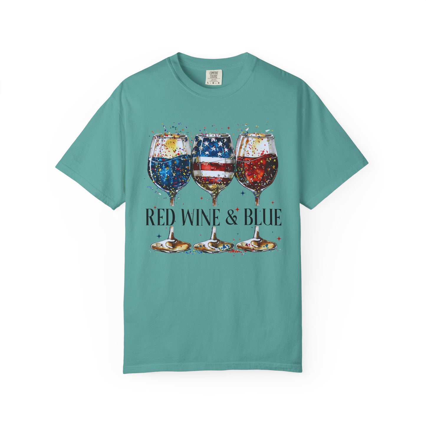 Patriotic Wine Glasses Fourth of July Tee