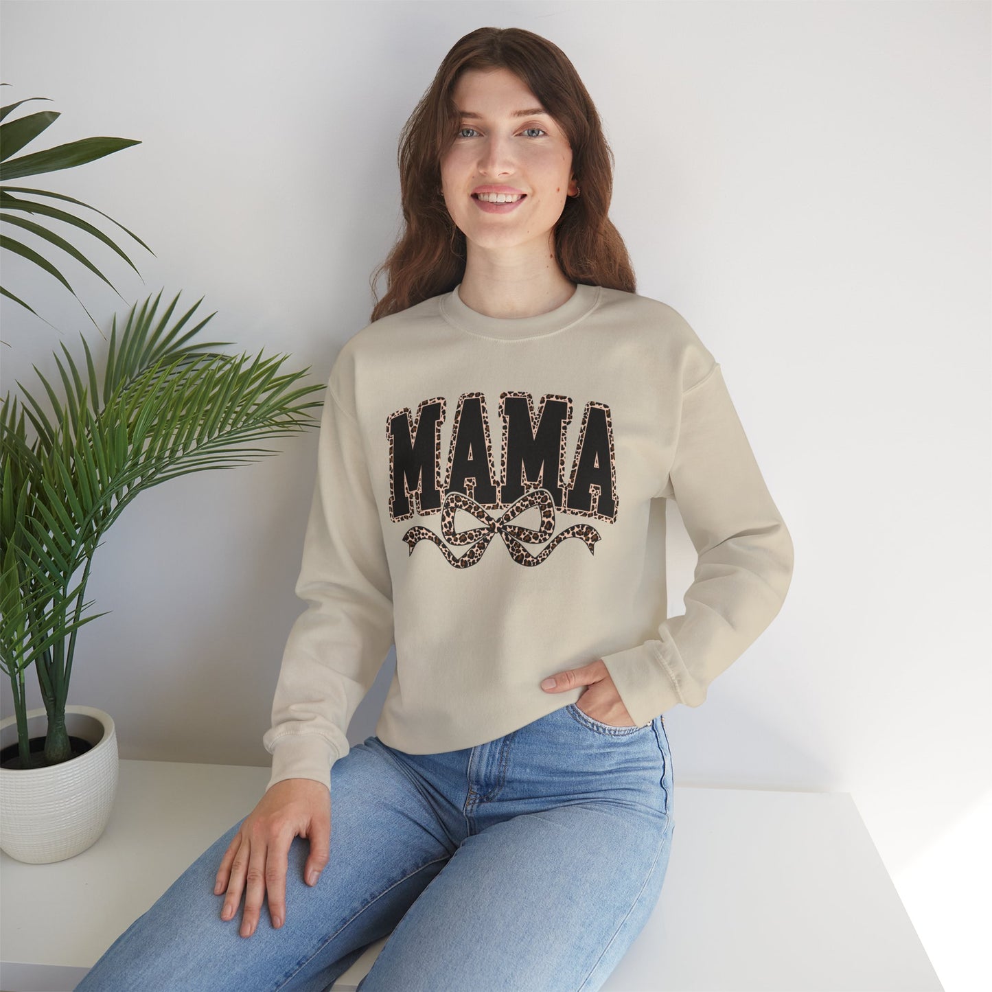 Mama Leopard Bow Sweatshirt