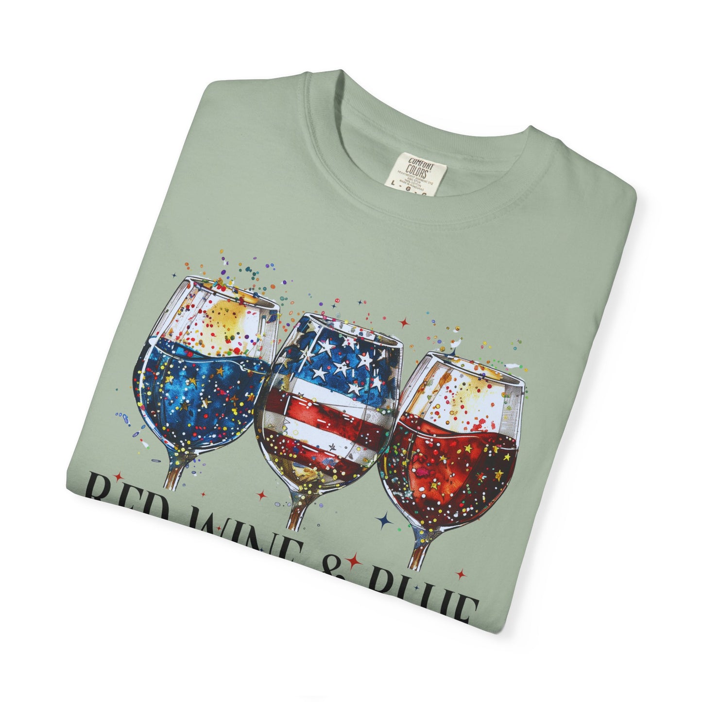 Patriotic Wine Glasses Fourth of July Tee