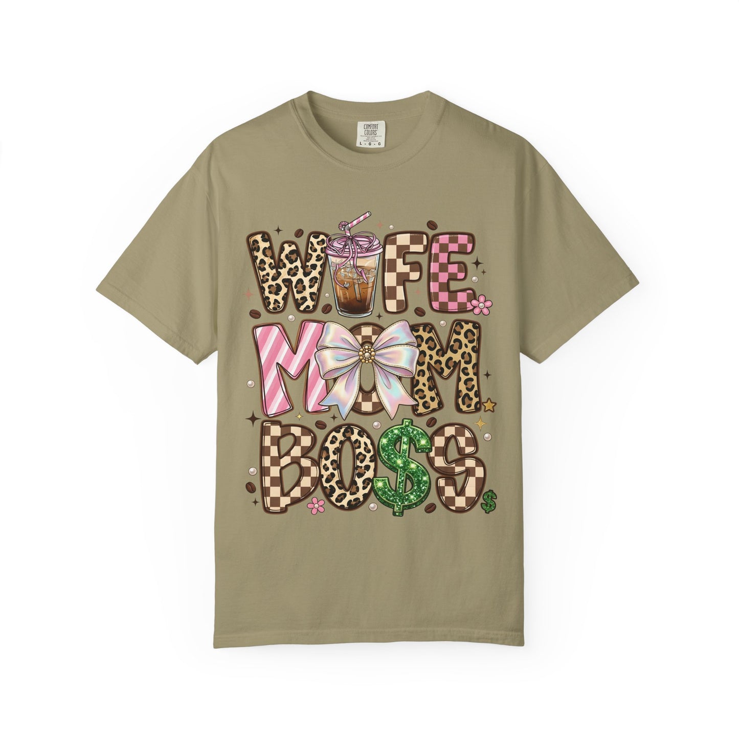 Wife Mom Boss Graphic T-Shirt — Chic Leopard, Floral & Coffee Mom Life Tee