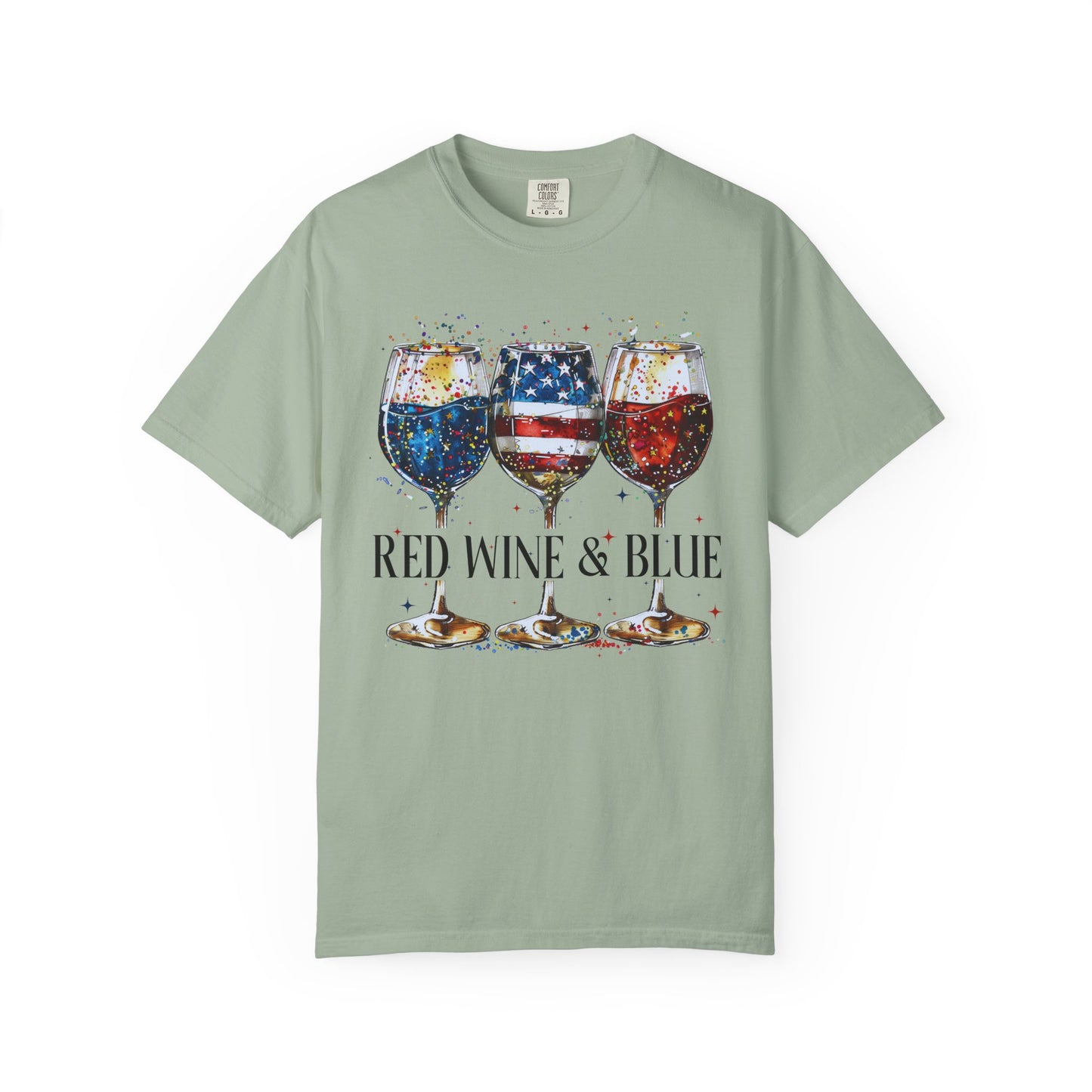 Patriotic Wine Glasses Fourth of July Tee