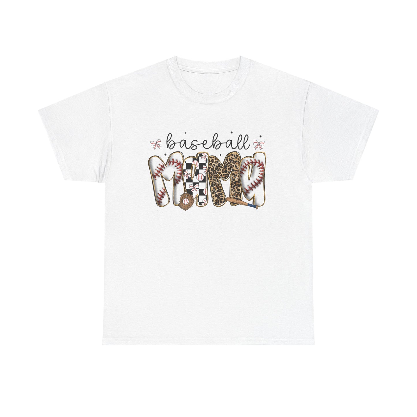 Baseball Mom Tee — Leopard & Checker Love Graphic T-Shirt