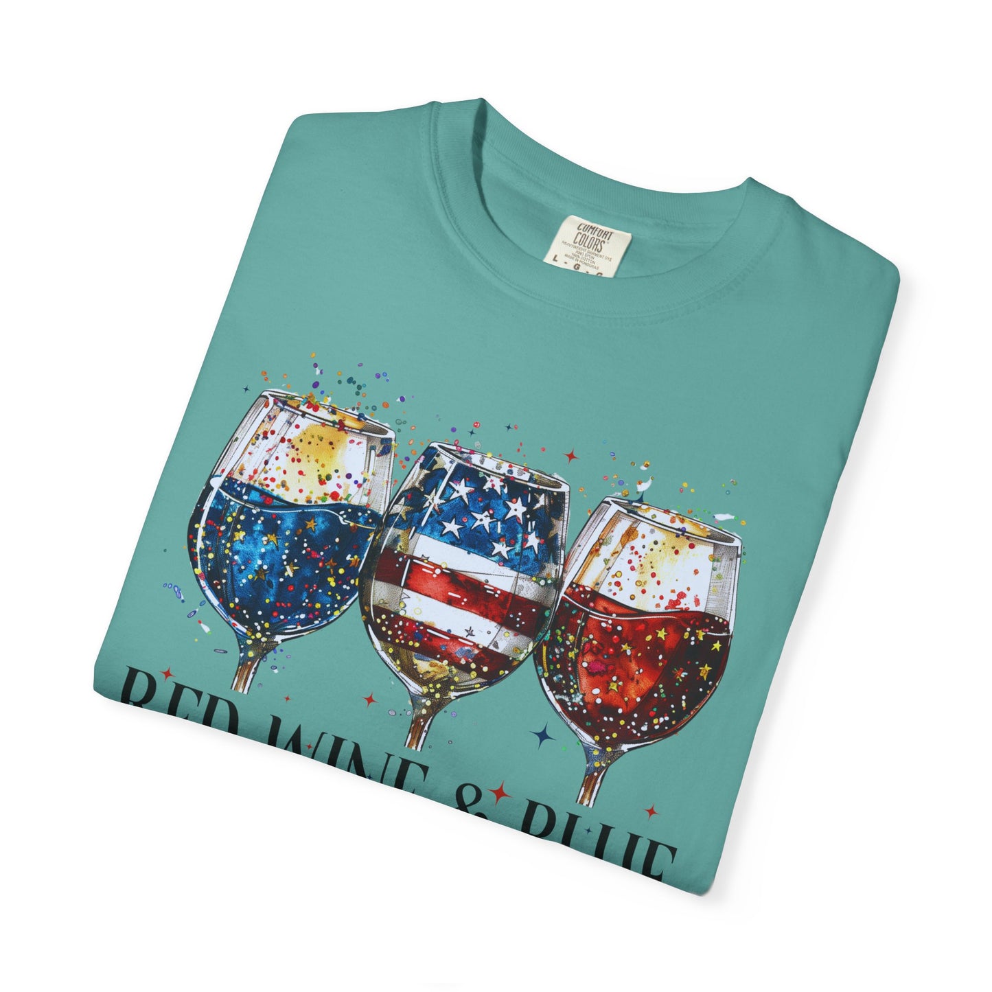 Patriotic Wine Glasses Fourth of July Tee