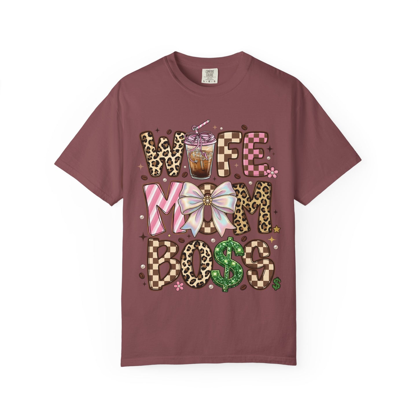 Wife Mom Boss Graphic T-Shirt — Chic Leopard, Floral & Coffee Mom Life Tee
