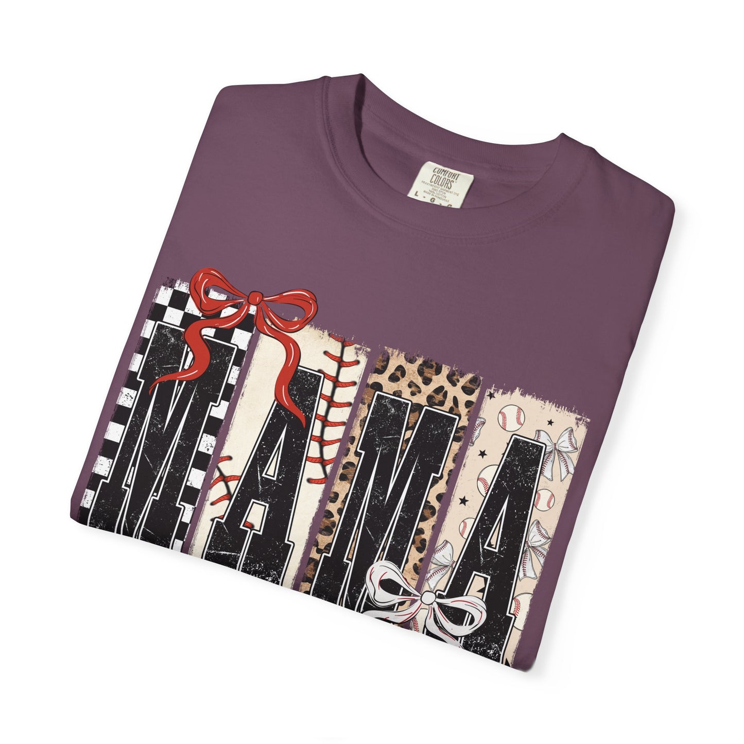 Mama Baseball Pattern Block T-Shirt