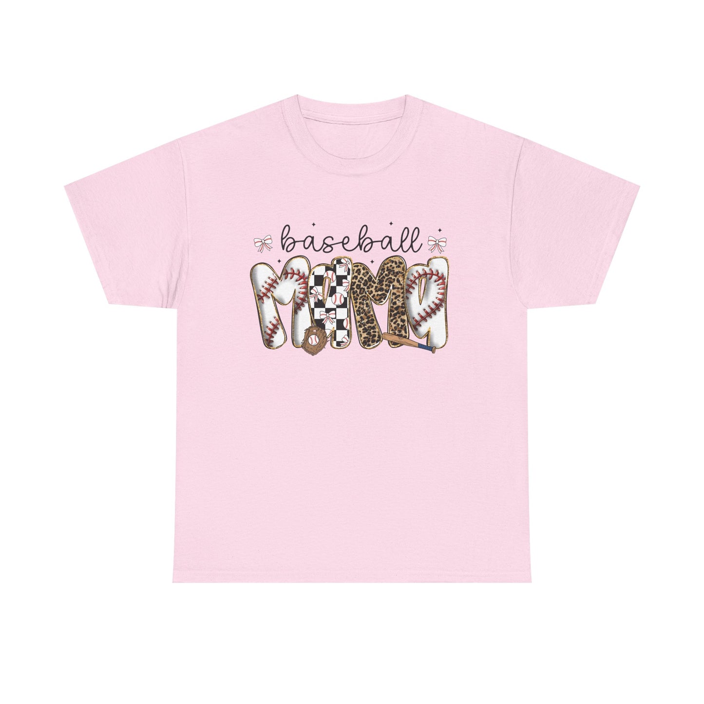 Baseball Mom Tee — Leopard & Checker Love Graphic T-Shirt