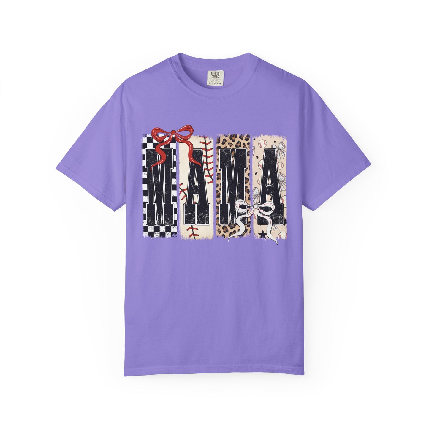 Mama Baseball Pattern Block T-Shirt