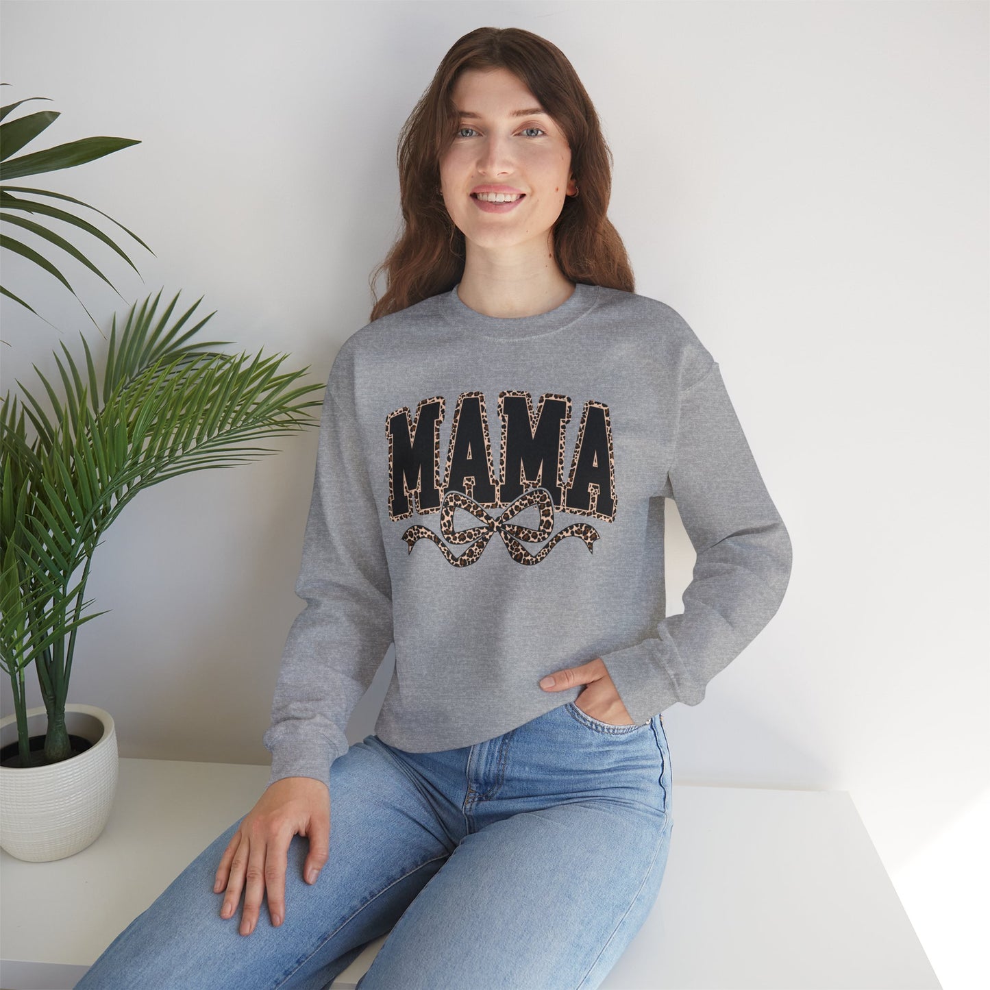 Mama Leopard Bow Sweatshirt