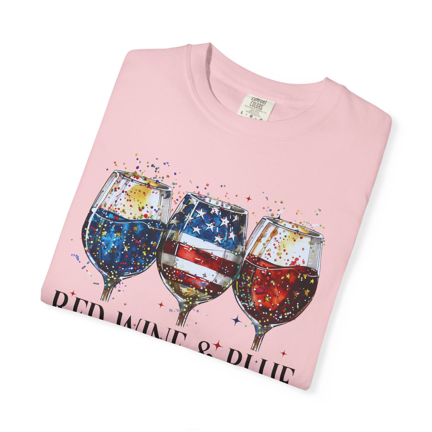 Patriotic Wine Glasses Fourth of July Tee