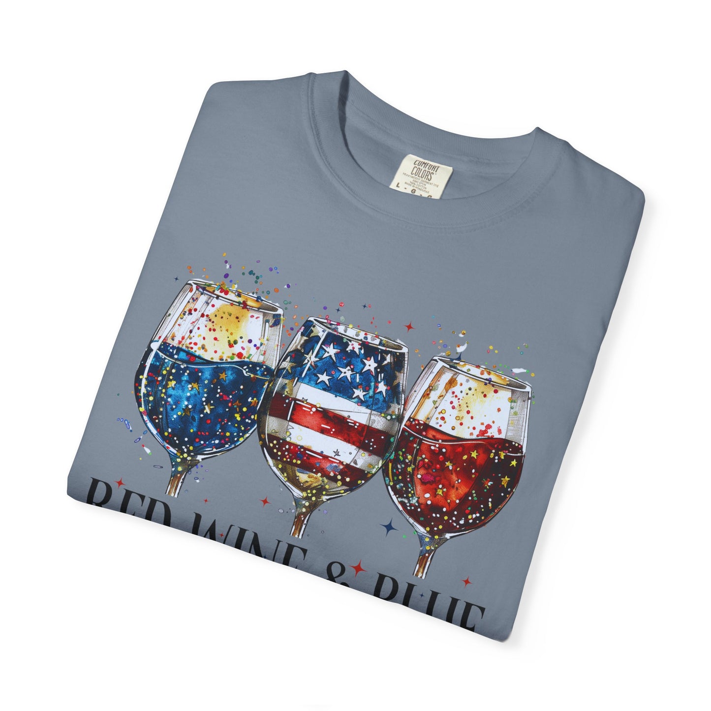 Patriotic Wine Glasses Fourth of July Tee