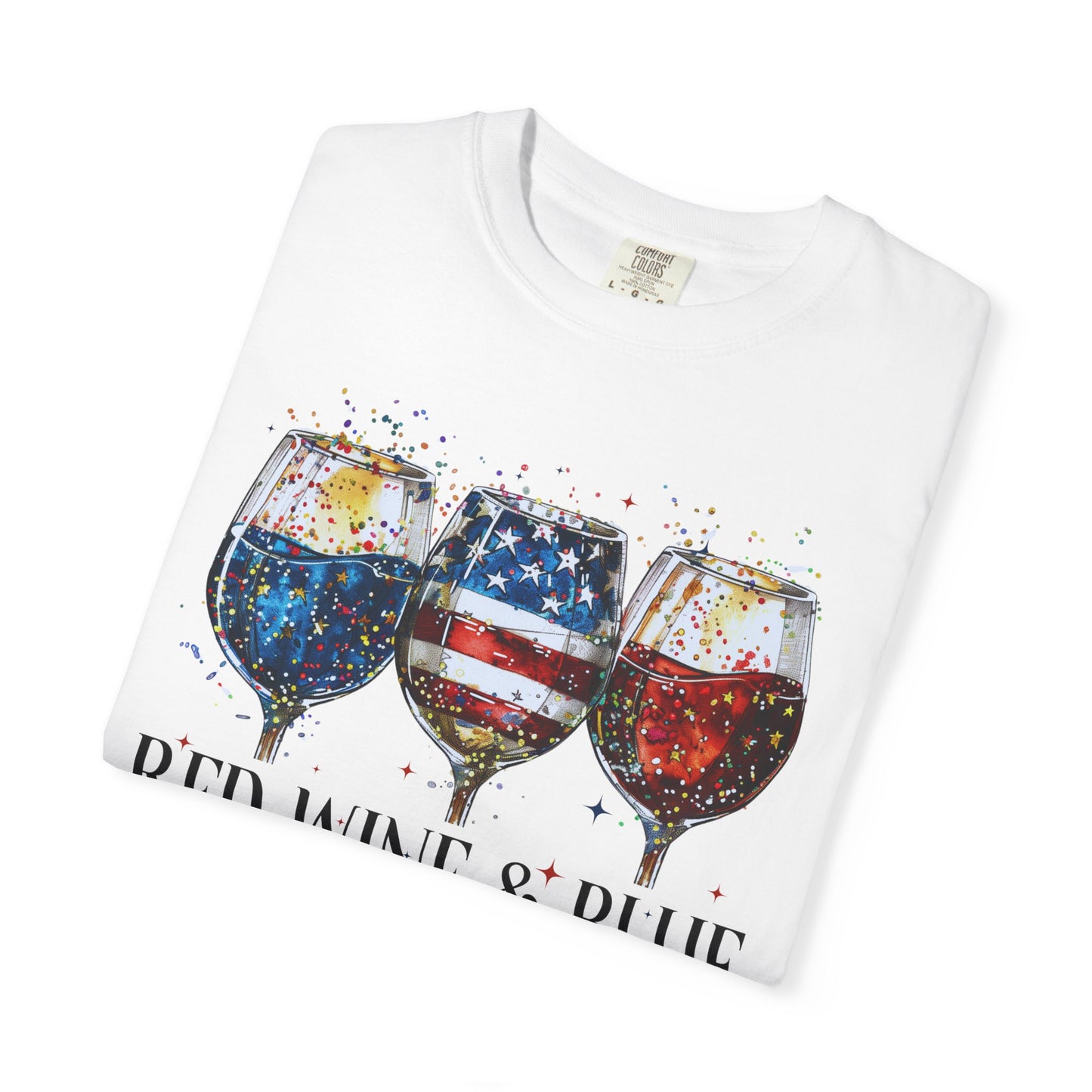 Patriotic Wine Glasses Fourth of July Tee