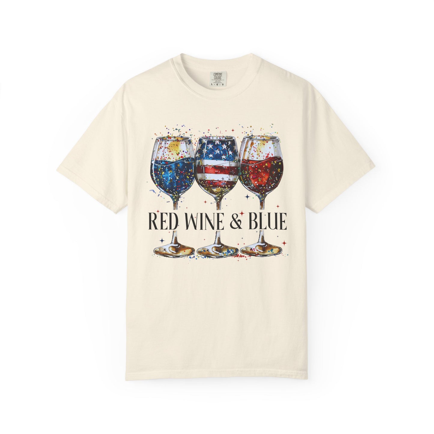 Patriotic Wine Glasses Fourth of July Tee