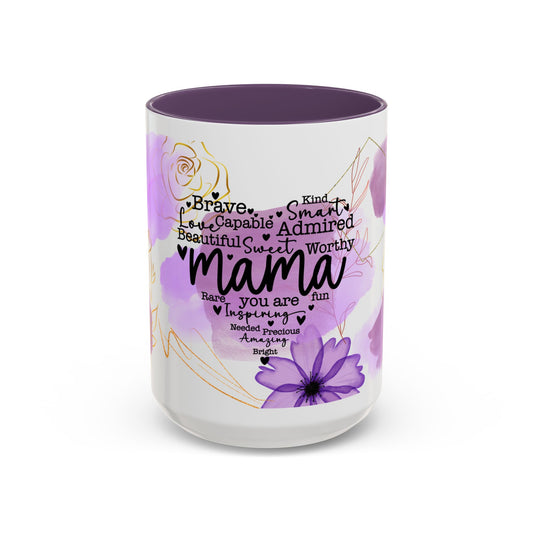 Mama Word Cloud Coffee Mug — Purple Floral Mother's Day Gift