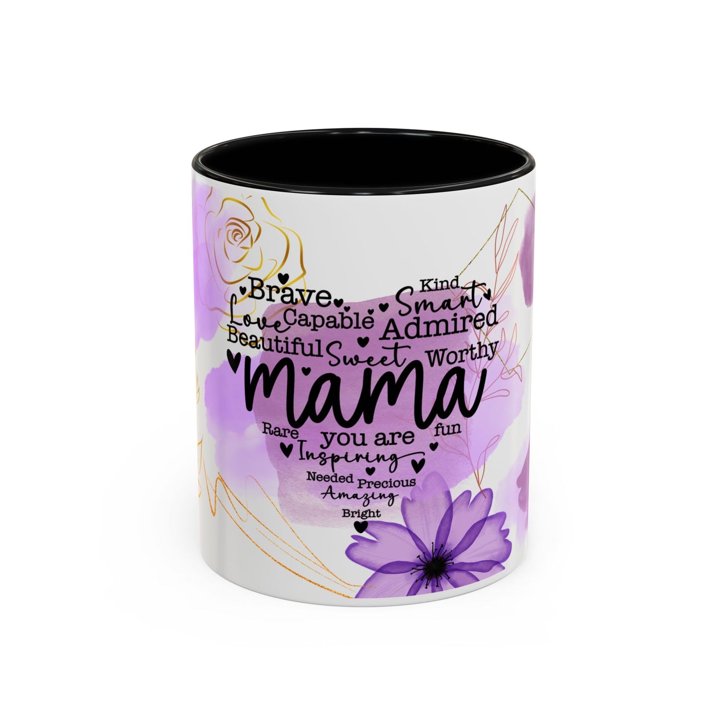 Mama Word Cloud Coffee Mug — Purple Floral Mother's Day Gift