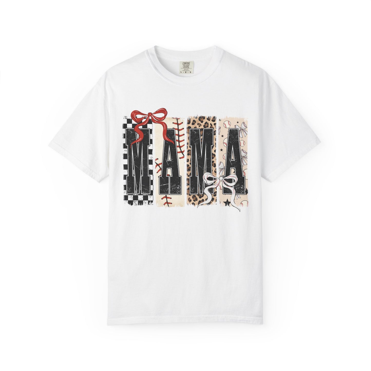 Mama Baseball Pattern Block T-Shirt