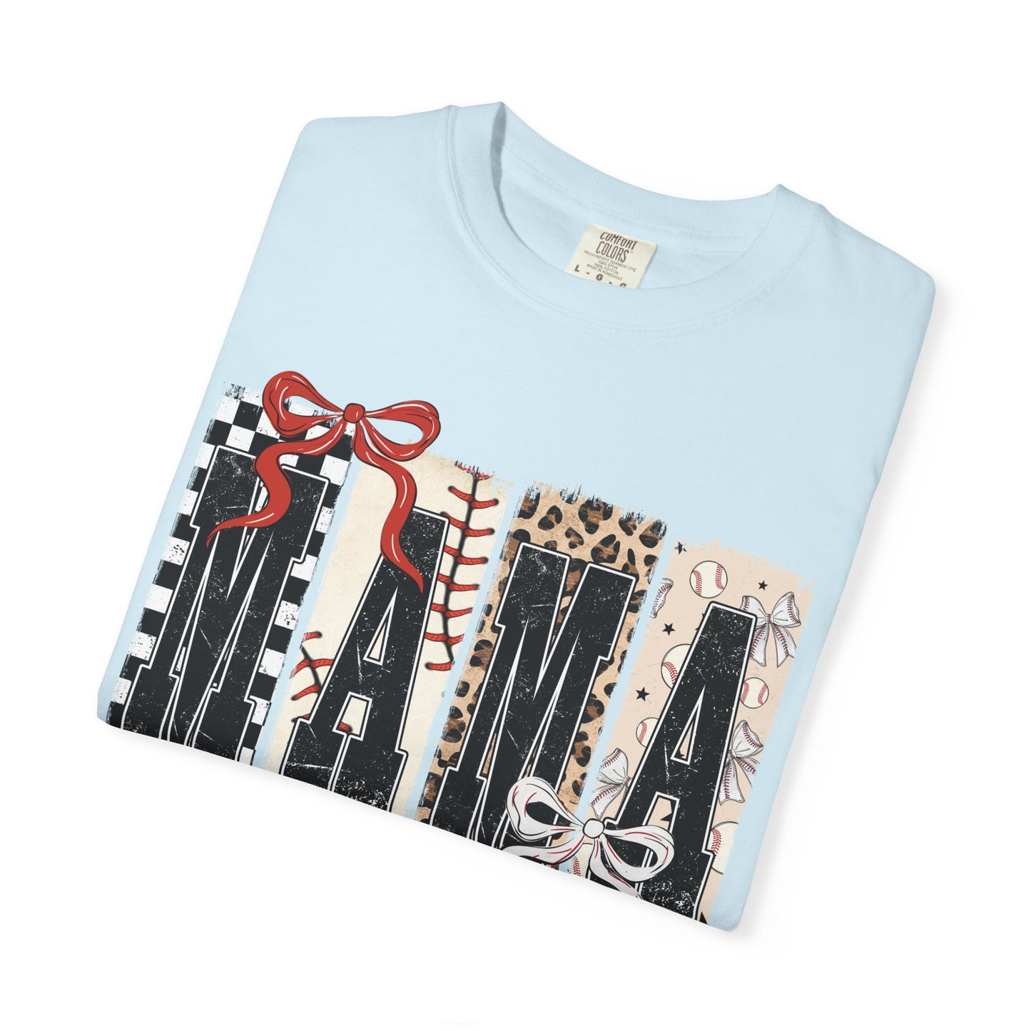 Mama Baseball Pattern Block T-Shirt
